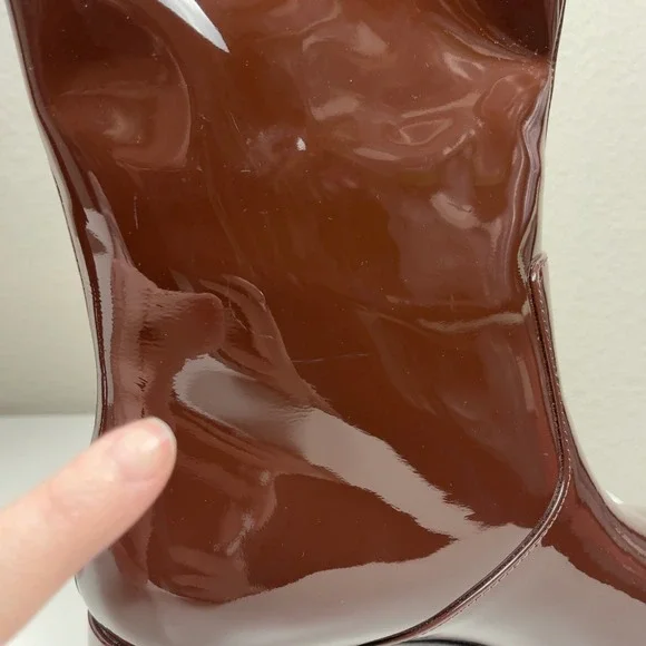 Loeffler Randall 35mm Indy Knee High Boot Chocolate Patent Leather Size 8 - Picture 13 of 16